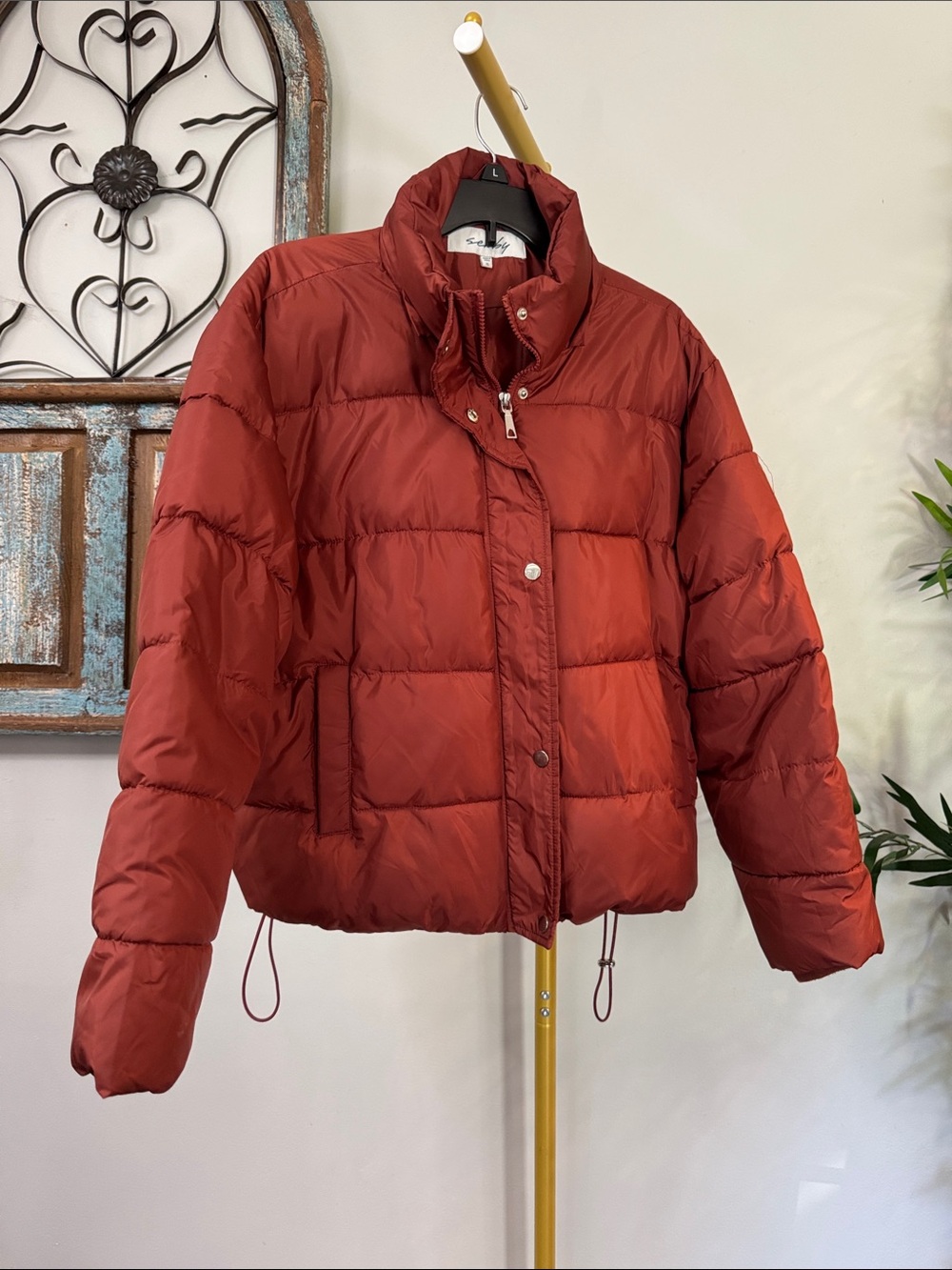 Sebby Women's Rust burnt orange Quilted Puffer Jacket XL